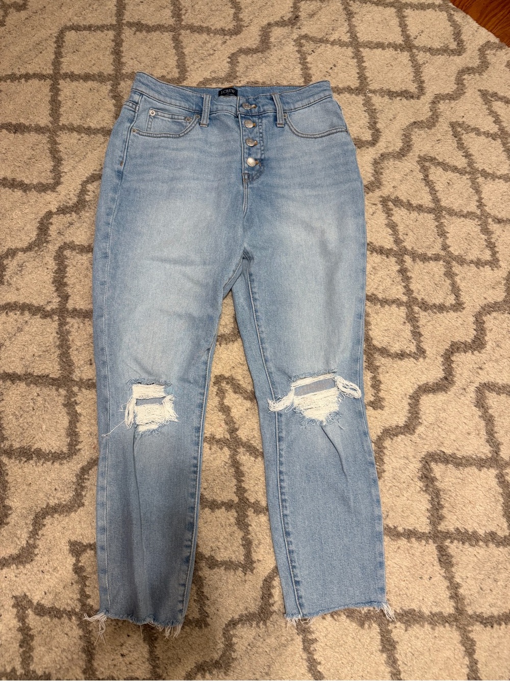J. Crew Light Blue Skinny Distressed High-Rise Jeans